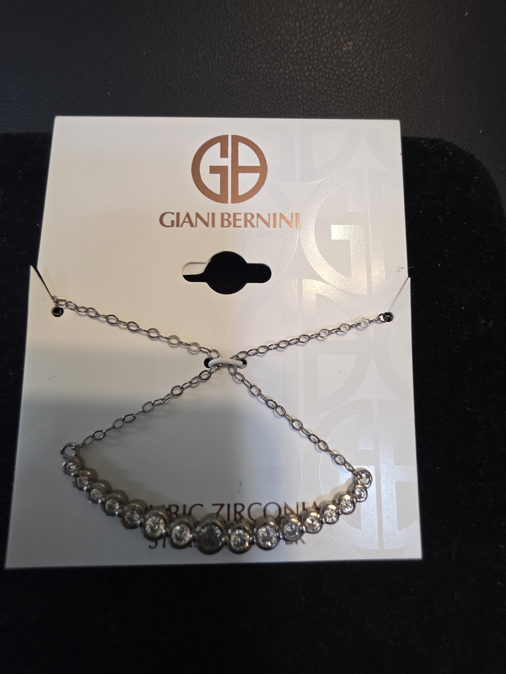 #306 Giani Bernini Silver-Tone CZ Station Necklace